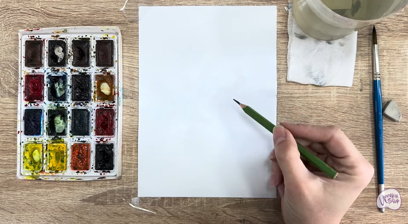 Рисуем Платицериум в горшке