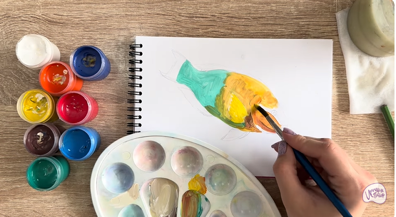 Рисуем Рыба-попугай