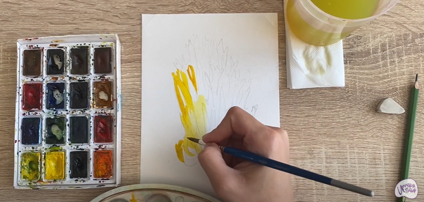 Рисуем Рогатик жёлтый