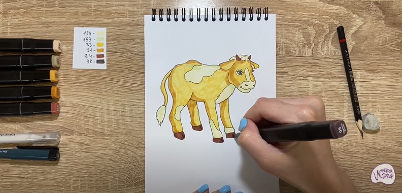 Рисуем Мультяшный телёнок