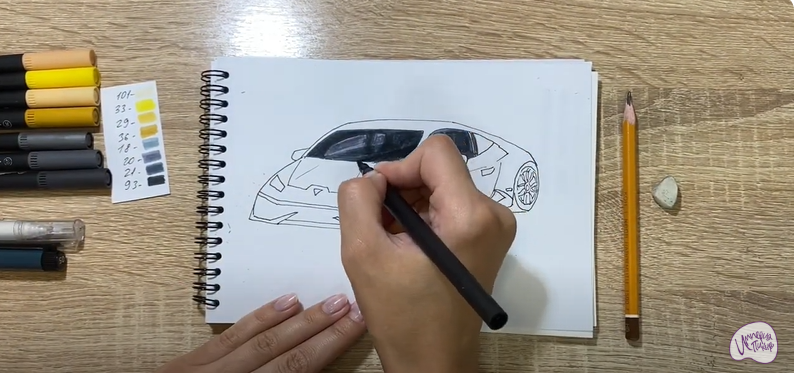 Рисуем Машина марки "Lamborghini"