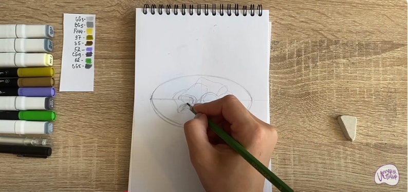 Рисуем Рулетики из баклажанов