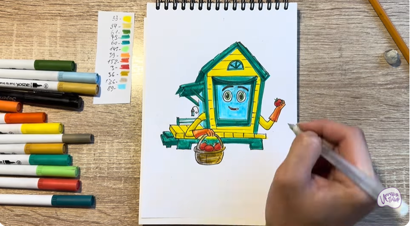 Рисуем Вася из мультфильма  "Домики"