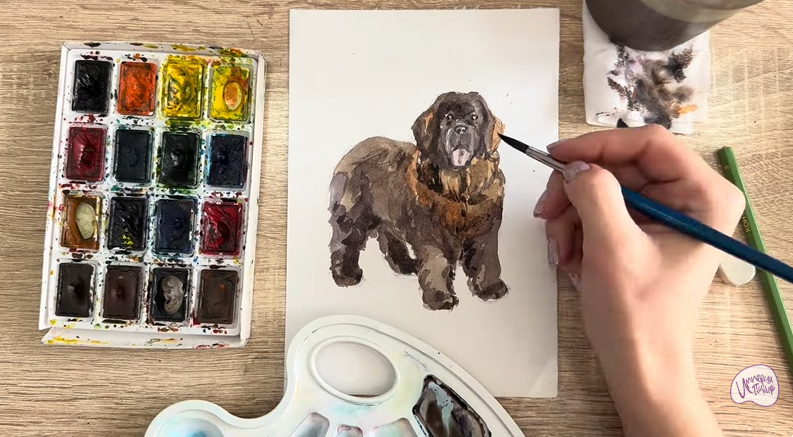 Рисуем Собака породы Ньюфаундленд