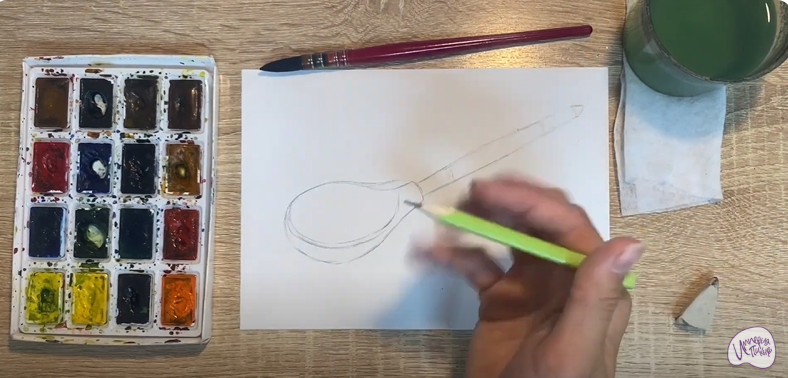 Рисуем Деревянная ложка