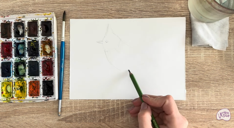 Рисуем Хохлатая синица