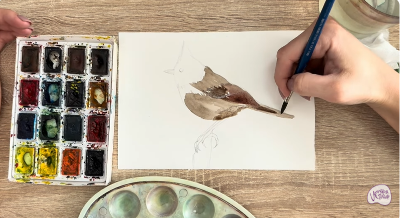 Рисуем Хохлатая синица