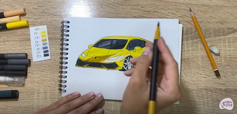 Рисуем Машина марки "Lamborghini"