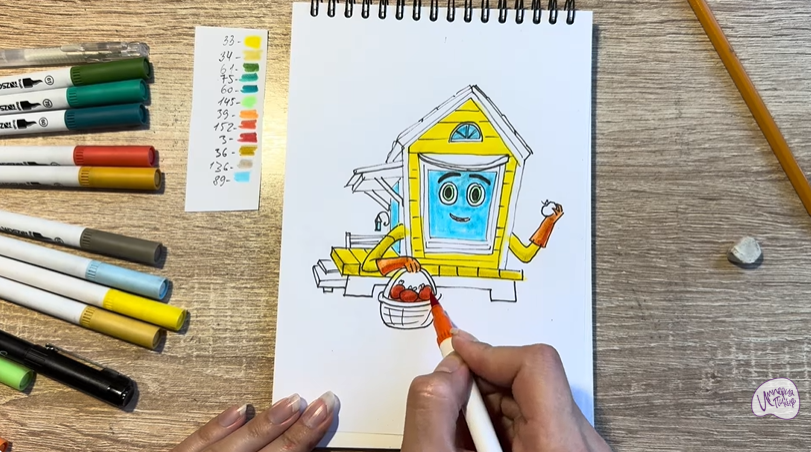 Рисуем Вася из мультфильма  "Домики"