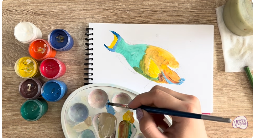 Рисуем Рыба-попугай