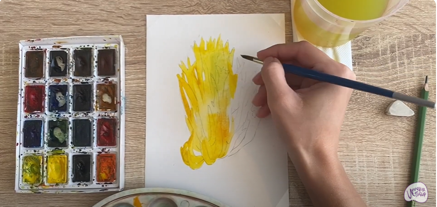 Рисуем Рогатик жёлтый