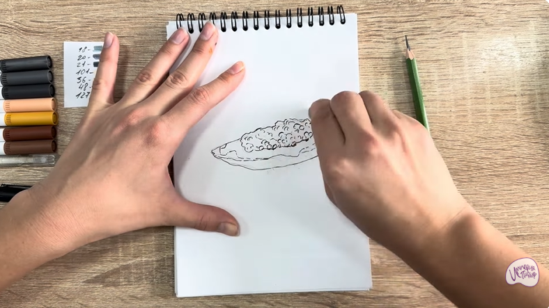 Рисуем Бутерброд с черной икрой