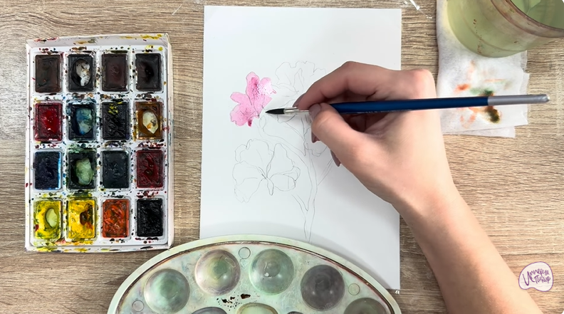 Рисуем Ветка рододендрона