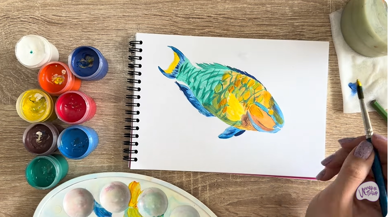 Рисуем Рыба-попугай