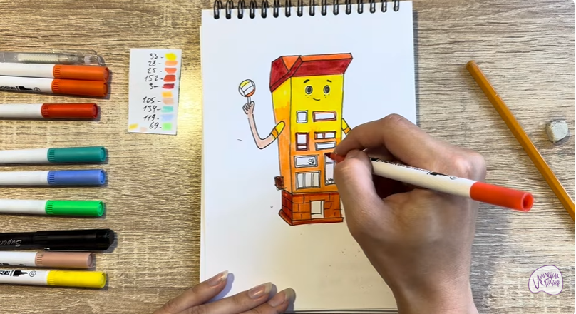 Рисуем Петя из мультфильма  "Домики"