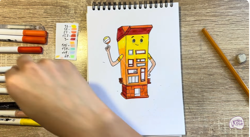 Рисуем Петя из мультфильма  "Домики"