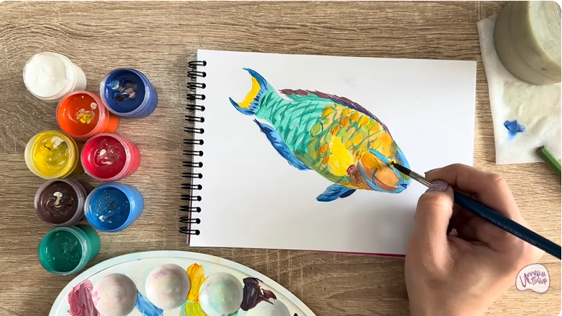 Рисуем Рыба-попугай