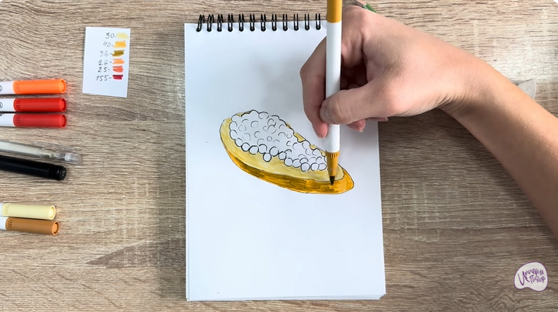 Рисуем Бутерброд с красной икрой