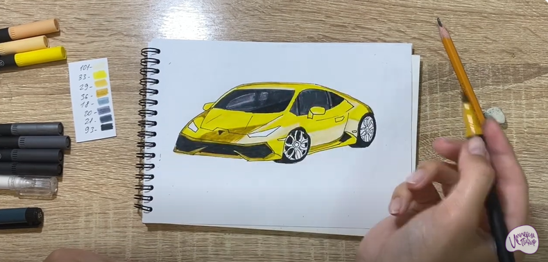 Рисуем Машина марки "Lamborghini"