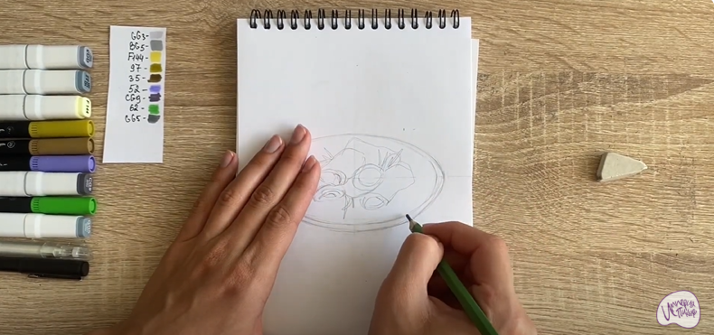 Рисуем Рулетики из баклажанов