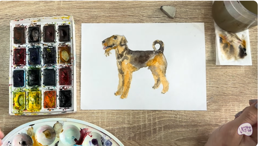 Рисуем Собака породы Эрдельтерьер