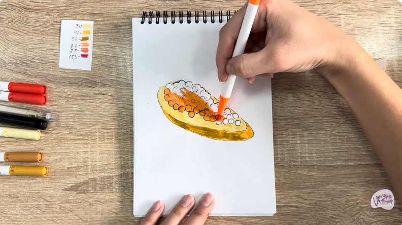 Рисуем Бутерброд с красной икрой