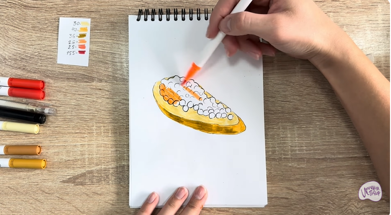 Рисуем Бутерброд с красной икрой