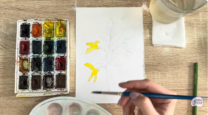 Рисуем Форзиция