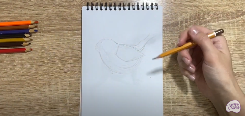 Рисуем Птичка "Зарянка"