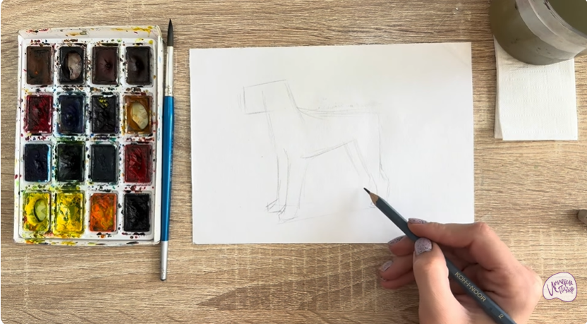 Рисуем Собака породы Эрдельтерьер