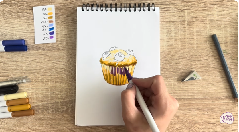 Рисуем Кекс с черникой