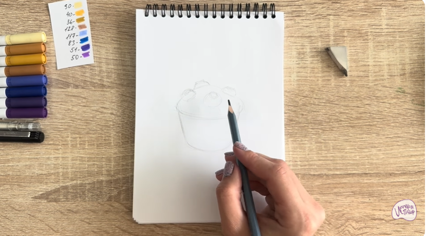 Рисуем Кекс с черникой