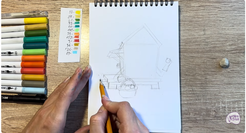 Рисуем Вася из мультфильма  "Домики"