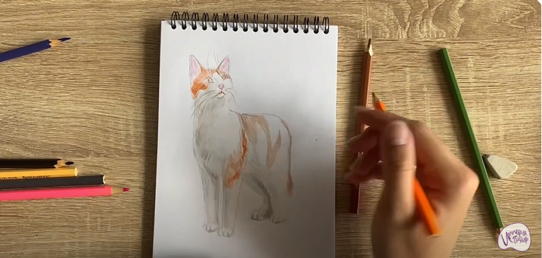 Рисуем Кот породы "японский бобтейл"