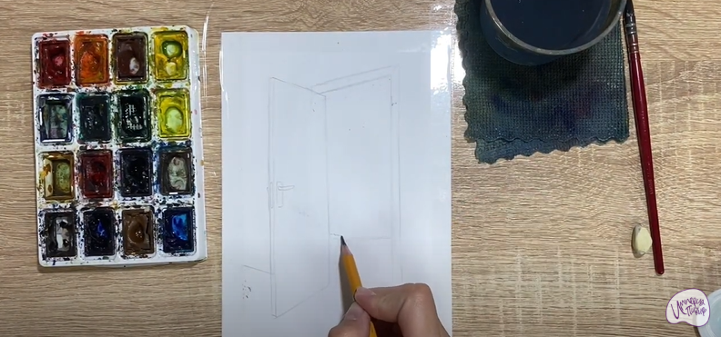 Рисуем Открытая дверь