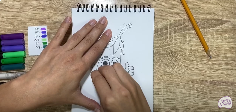 Рисуем Мультяшный баклажан