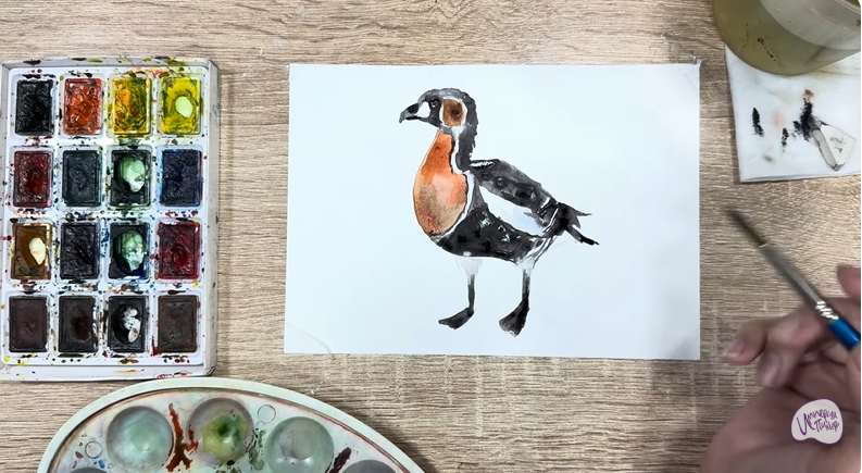 Рисуем Краснозобая казарка