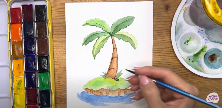 Рисуем Пальма на острове