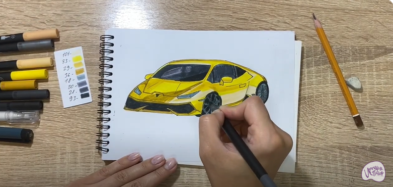 Рисуем Машина марки "Lamborghini"