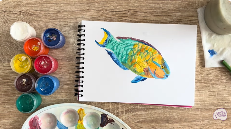 Рисуем Рыба-попугай