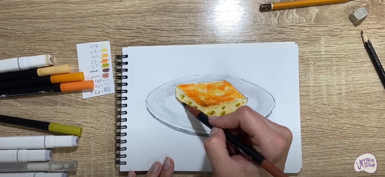 Рисуем Запеканка с изюмом