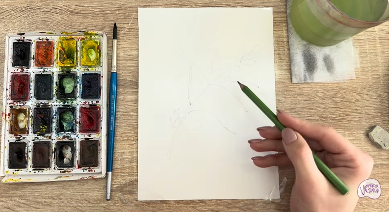 Рисуем Ветка караганы