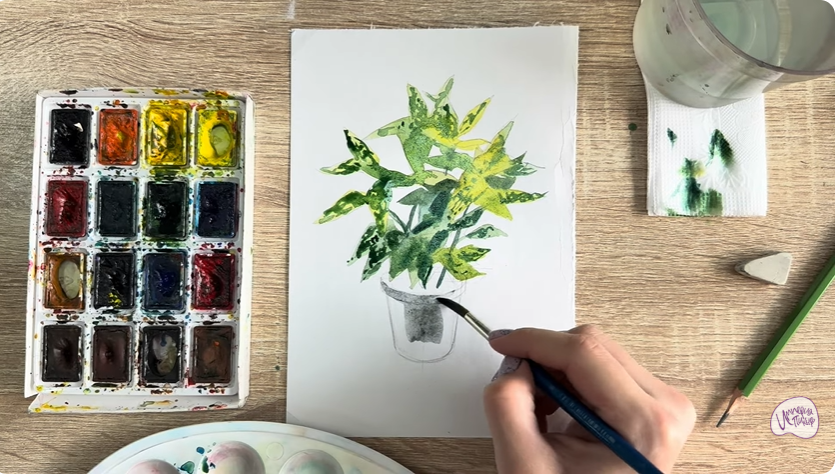 Рисуем Аукуба японская