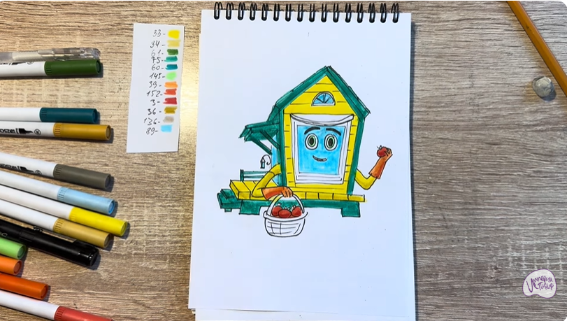 Рисуем Вася из мультфильма  "Домики"