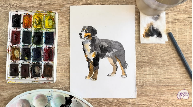 Рисуем Собака породы Бернский зенненхунд