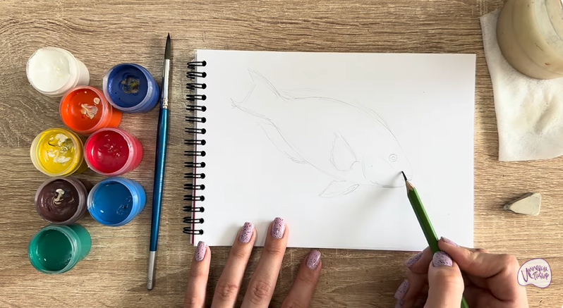 Рисуем Рыба-попугай