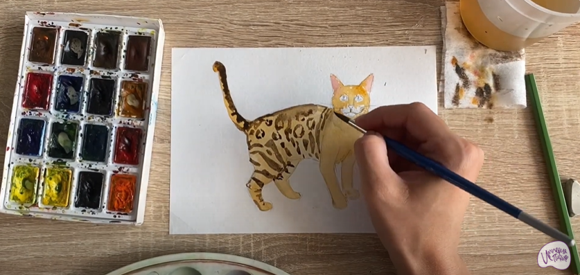 Рисуем Бенгальская кошка