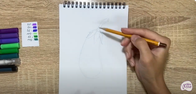 Рисуем Мультяшный баклажан