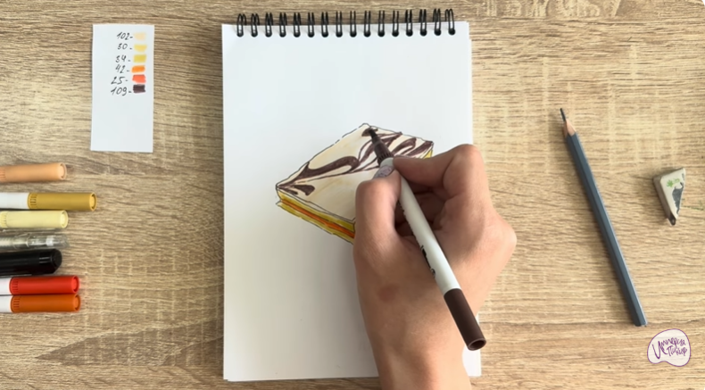 Рисуем Пирожное "Александровская полоска"