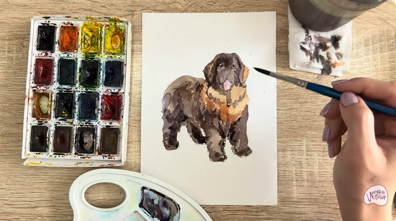 Рисуем Собака породы Ньюфаундленд